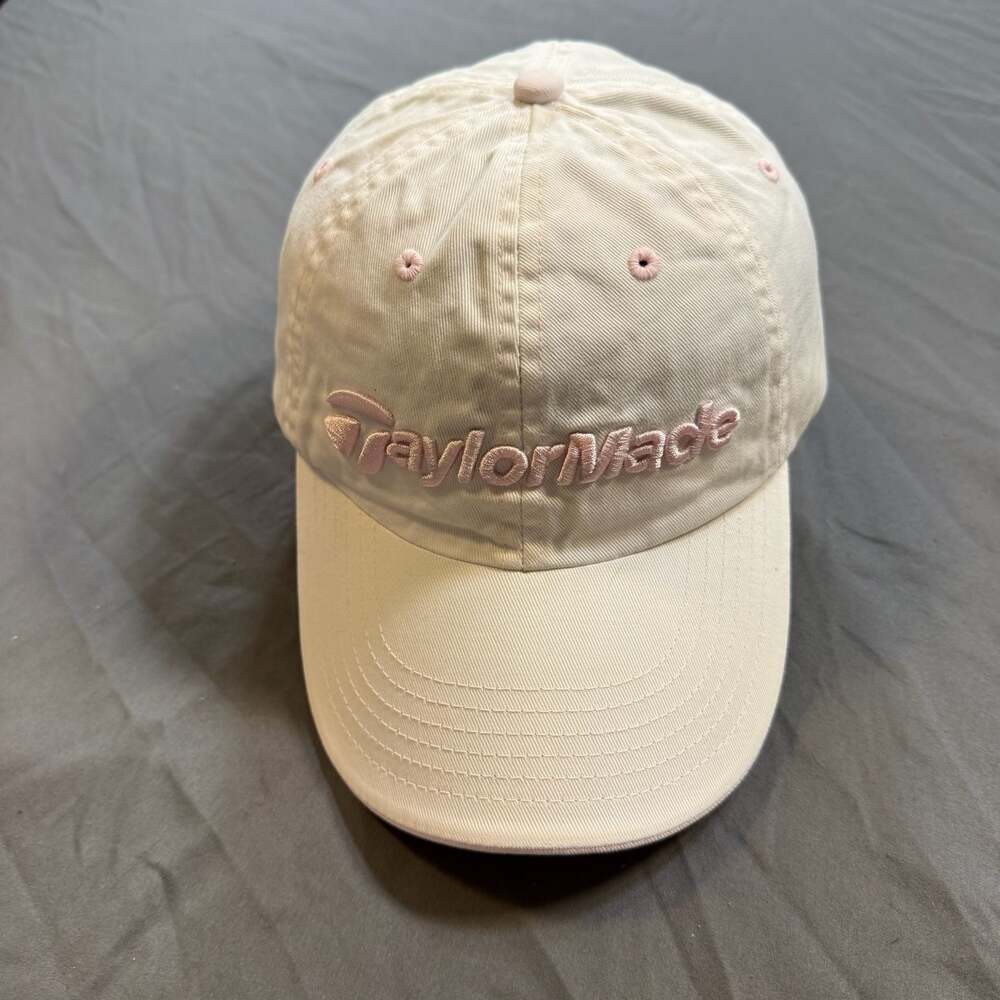TaylorMade TMAX Gear Women’s Golf Hat Cream Pink Logo Adjustable Cap